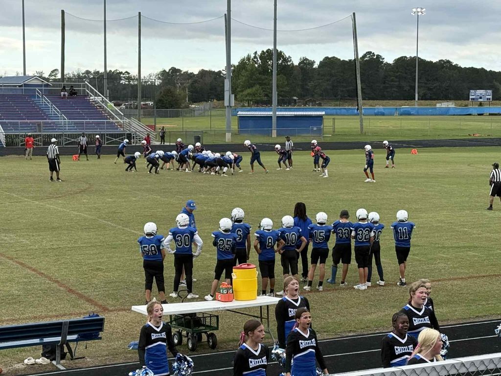 The team watches during a play.