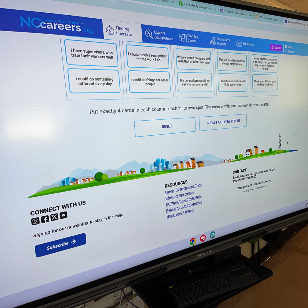 screen displaying presentation for students