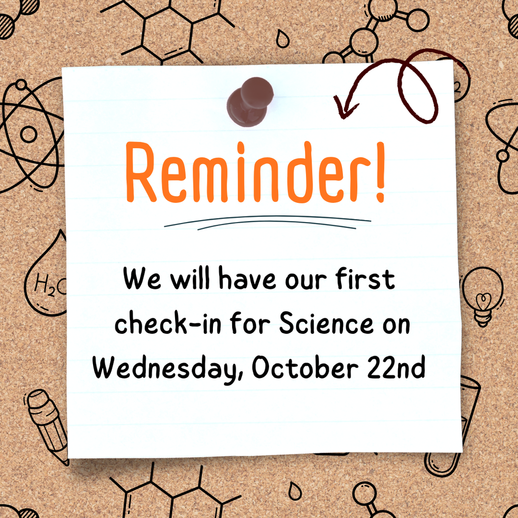 Science check-in tomorrow Wednesday, October 22nd