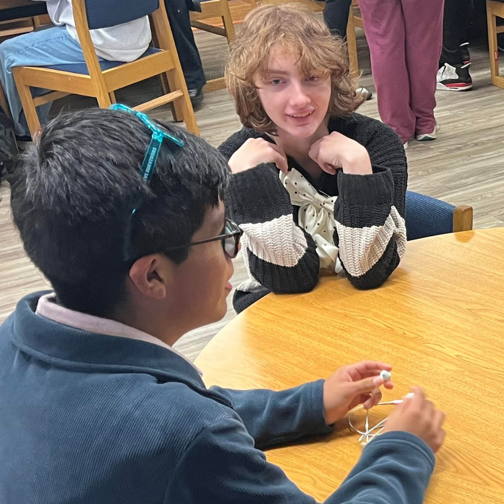 student explaining instructions to student