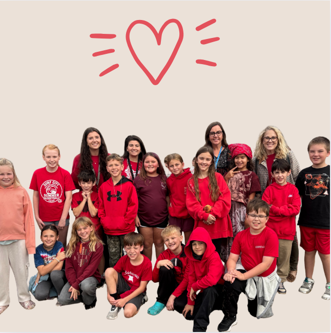 red ribbon week, students wearing red