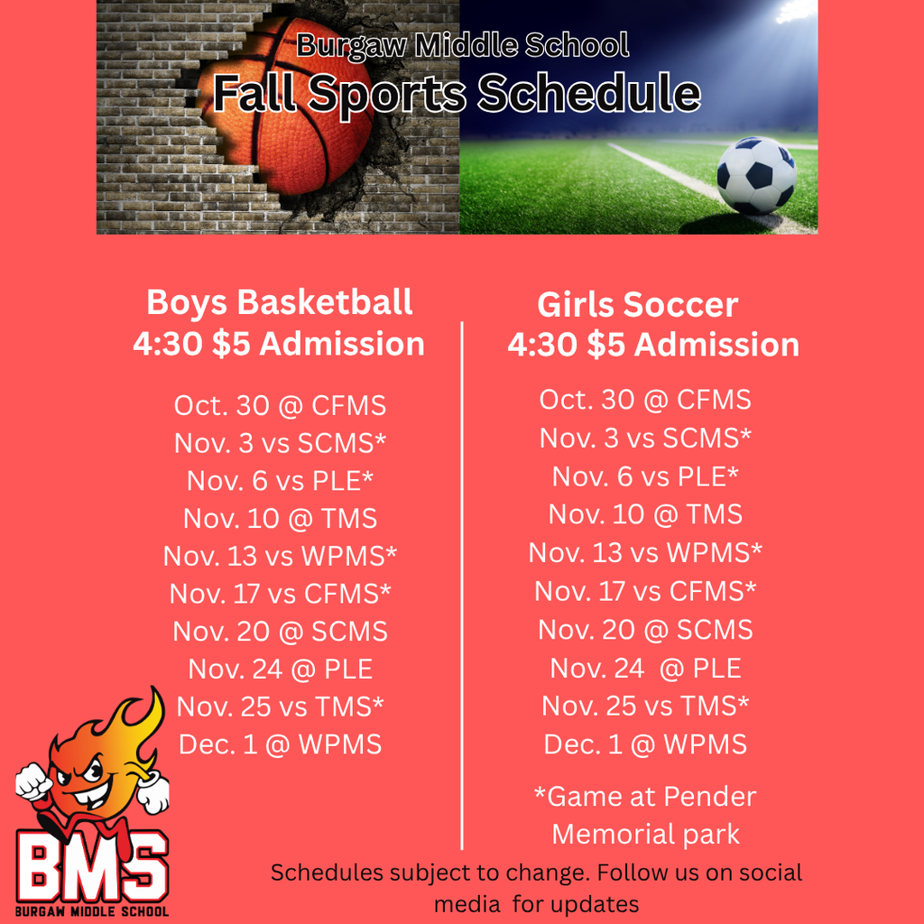 Fall Sports Schedule