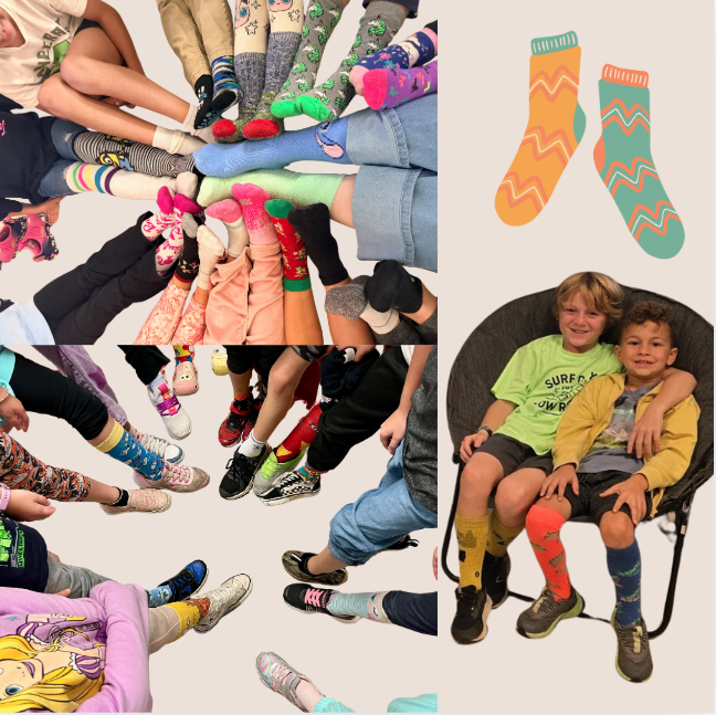 students wearing wacky socks