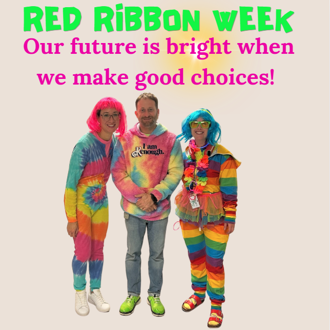 staff and students wearing bright colors