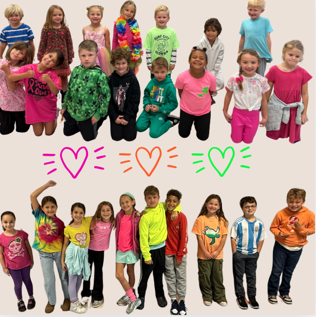 staff and students wearing bright colors