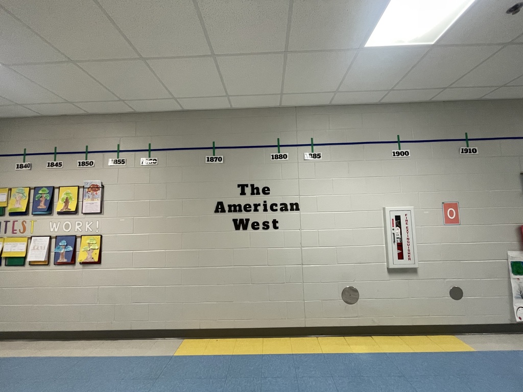 timeline on a hallway wall