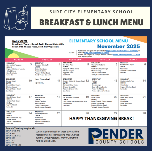 november breakfast & lunch menus