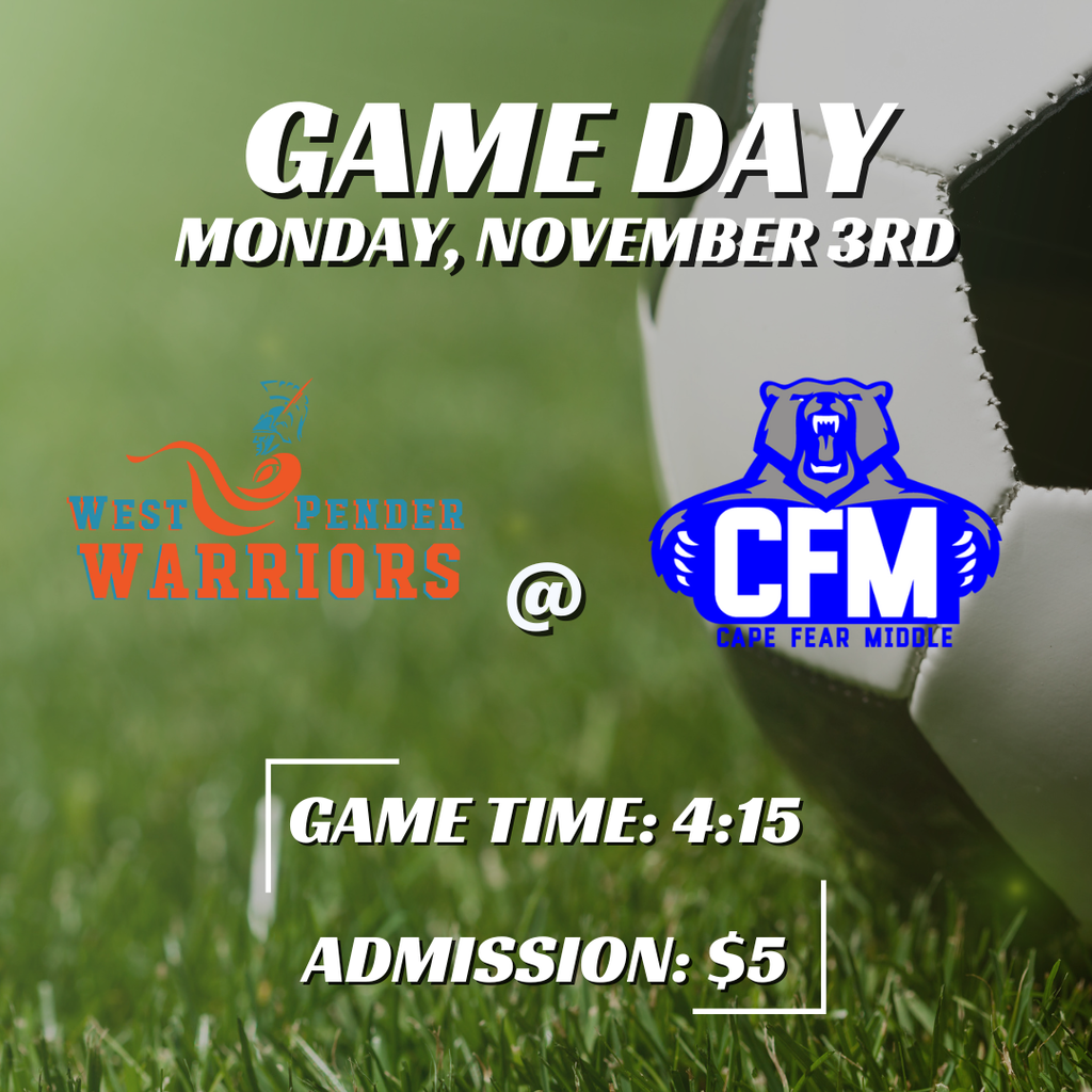 Girls Soccer game today versus WPMS at 4:15