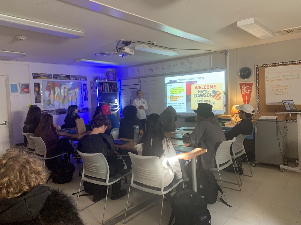 The mayor of Burgaw speaking in front of Pender Early students