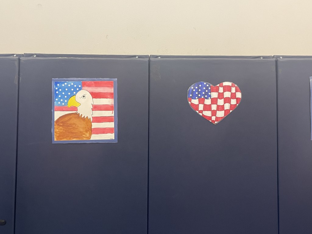 Veterans Day artwork hanging in the hallway