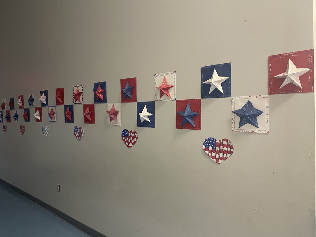 Veterans Day artwork hanging in the hallway