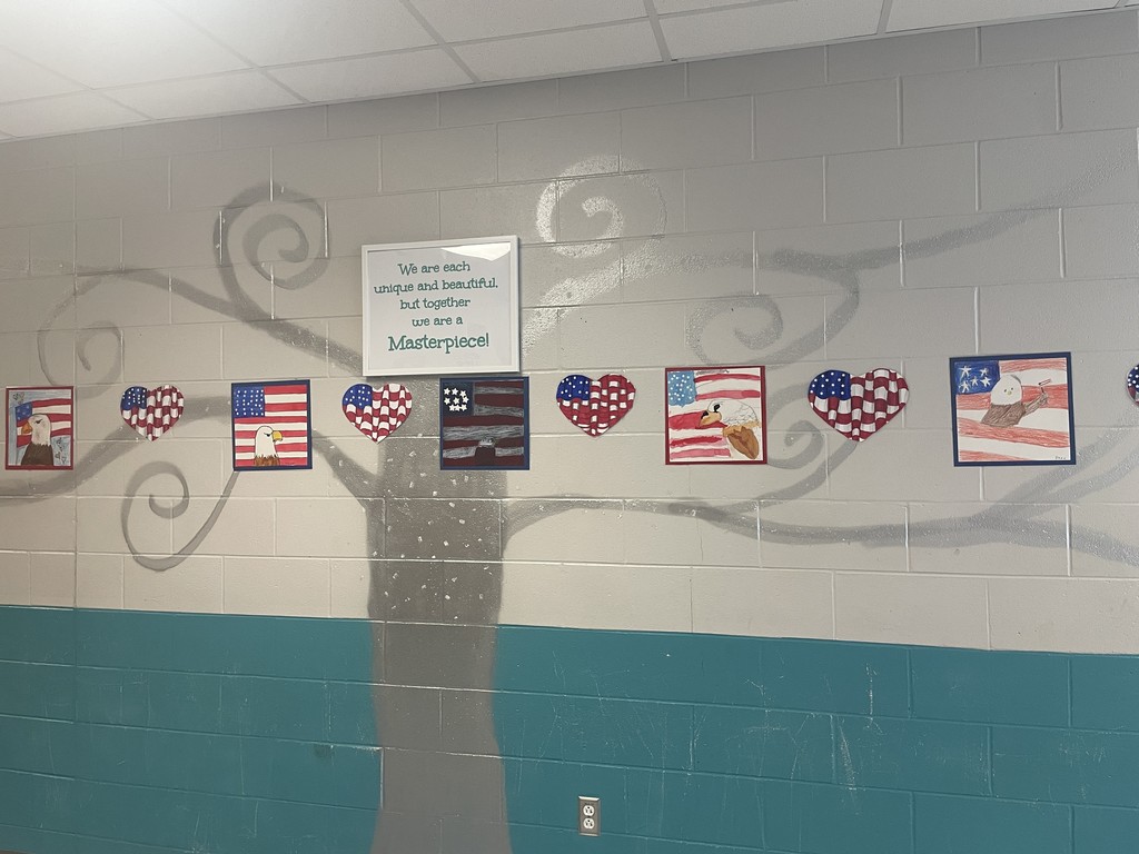 Veterans Day artwork hanging in the hallway