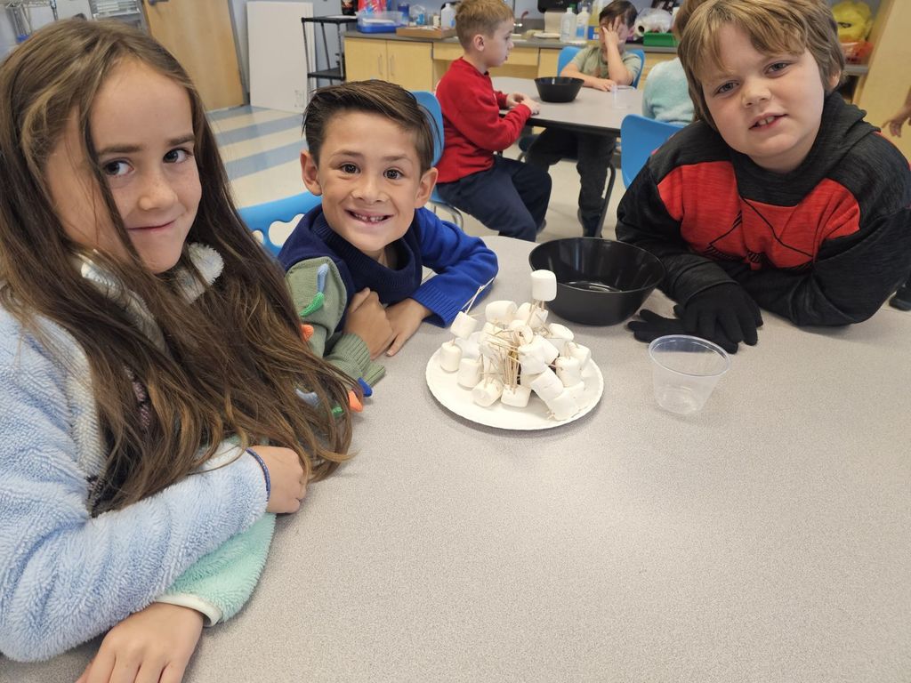 2nd grade students working at their tables on a STEAM project
