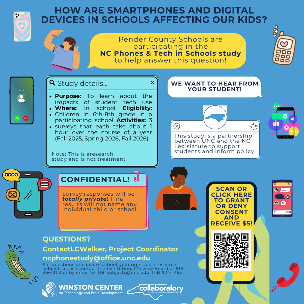 phones and tech study flyer with information