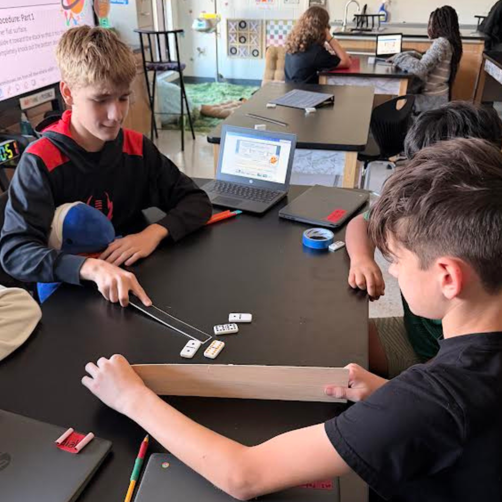 students in science class