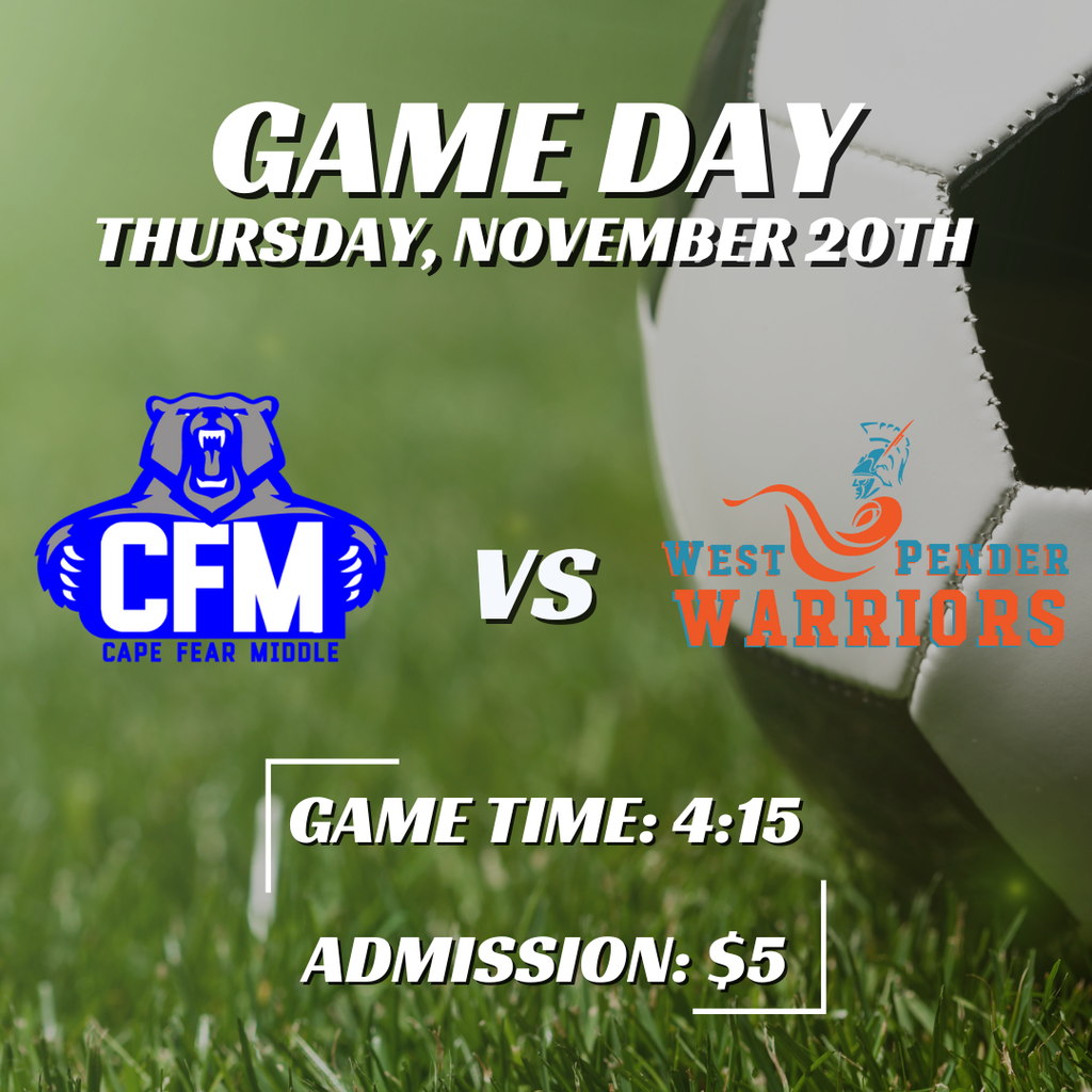 Girls Soccer game tomorrow at WPMS at 4:15