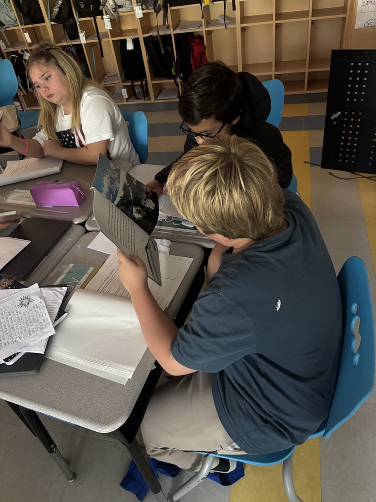 4th grade students working in groups on a writing project