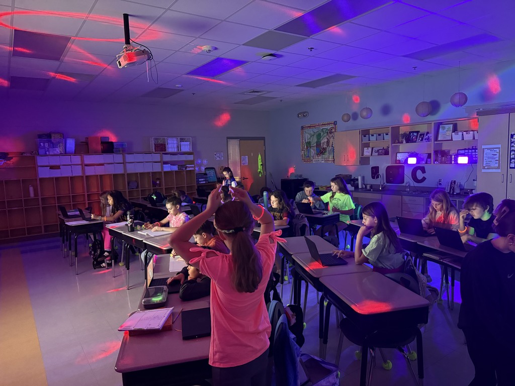 5th grade students having a glow day 