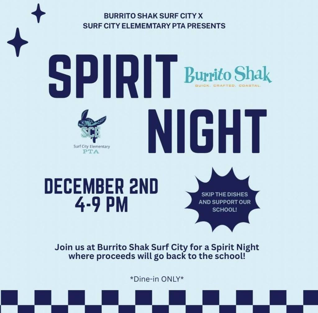 PTA Burrito Shack Spirit Night information 