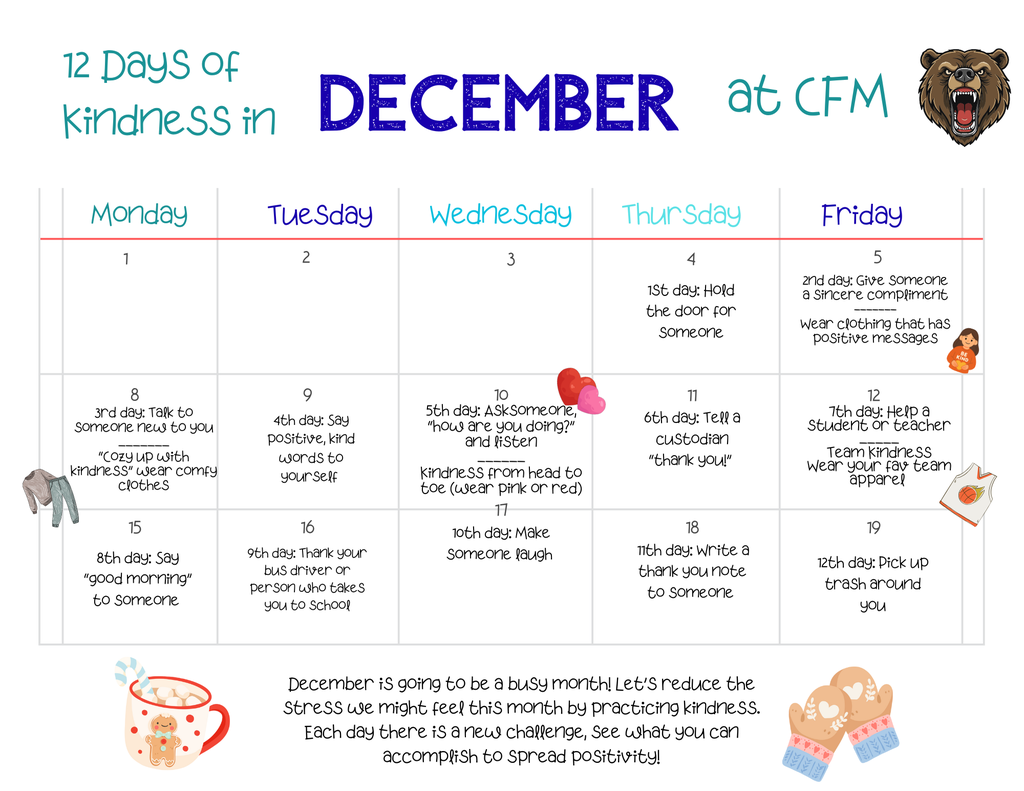 12 days of kindness in December at CFM.