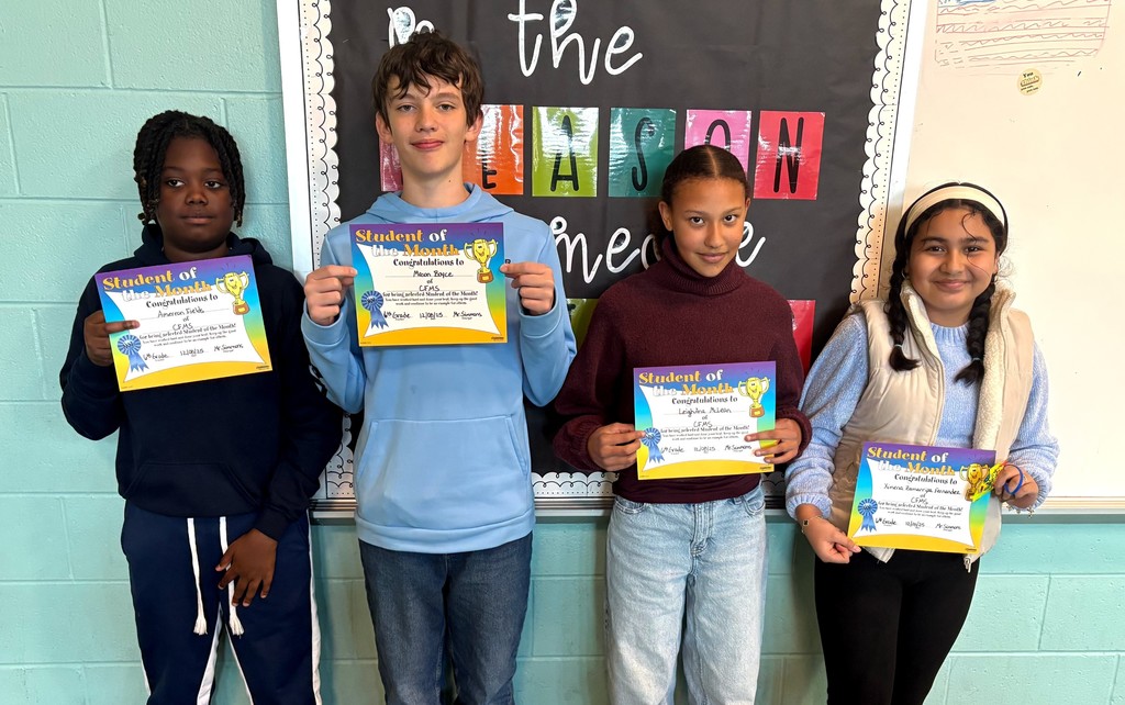 November 6th grade students of the month: Amereon, Mason, LeighAna, and Ximena