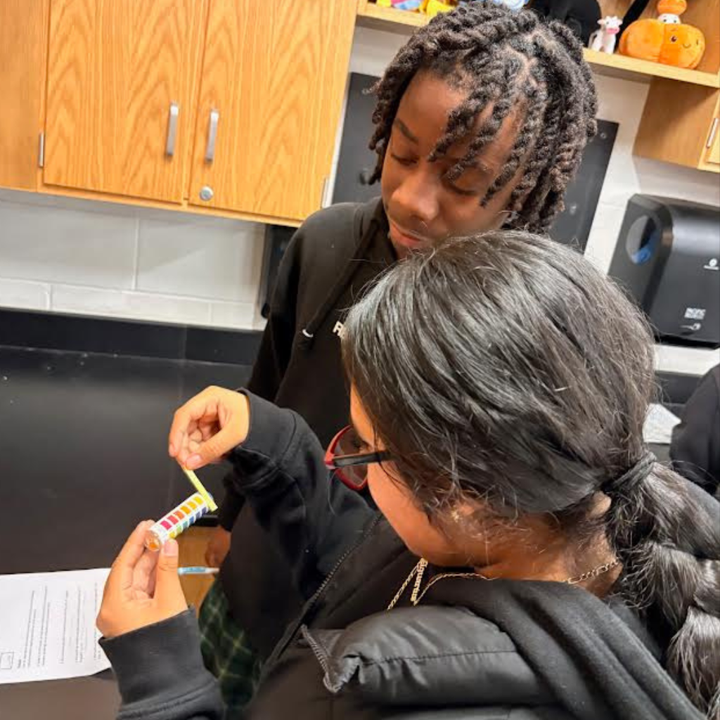 students in science class