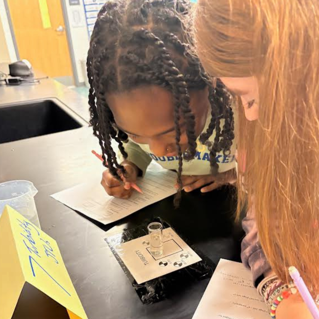 students in science class