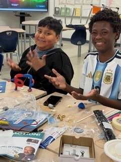 The kids are enjoying a project provided by the National Inventors Hall of Fame. It is called Circuit Sculptures.