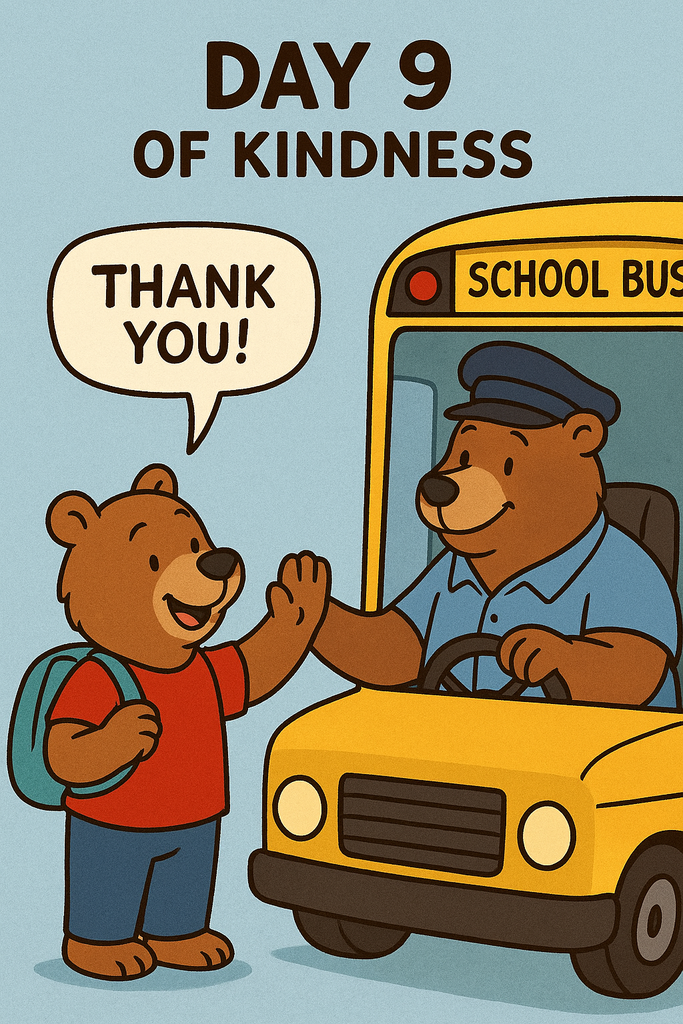 Day 9 of Kindness: Thank your bus driver or person who takes you to school.