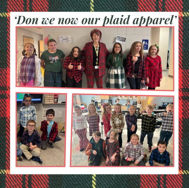 staff and students wearing plaid