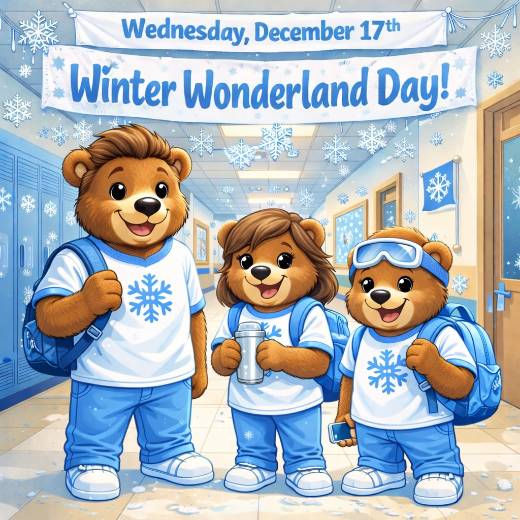 Holiday Spirt Week: Wednesday-Winter Wonderland-wear all white and blue.