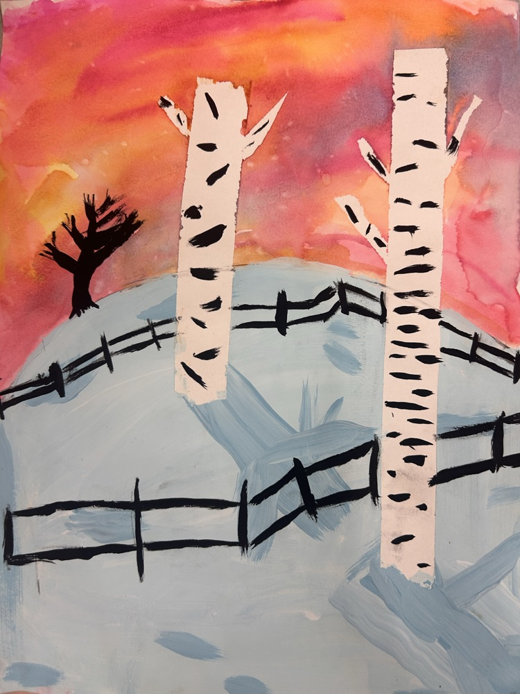 TAES artists are getting ready for winter in the art room by creating winter scenes using balance, value, and texture. Look how gorgeous they came out! 