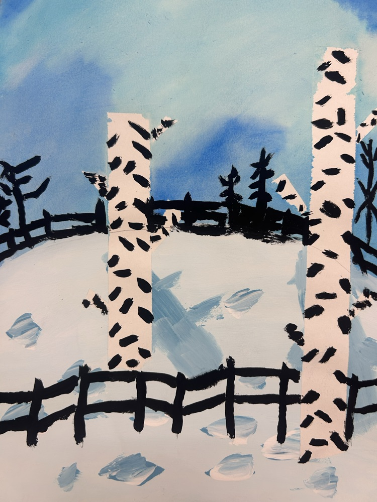 TAES artists are getting ready for winter in the art room by creating winter scenes using balance, value, and texture. Look how gorgeous they came out! 