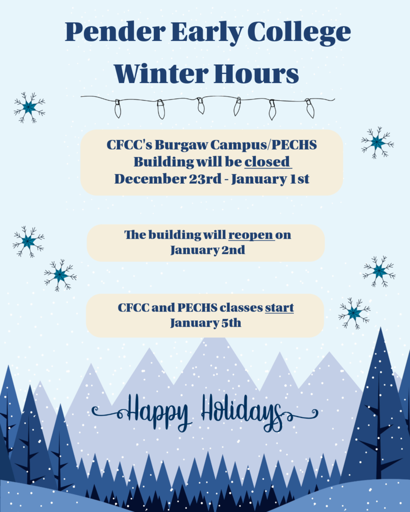 PECHS/CFCC Winter Hours