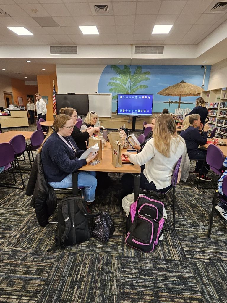 Sunshine Committee's white elephant party during our staff meeting.