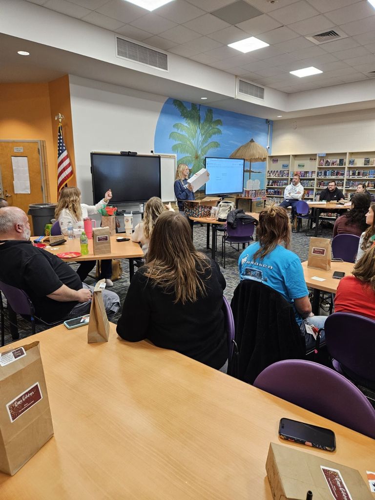 Sunshine Committee's white elephant party during our staff meeting.