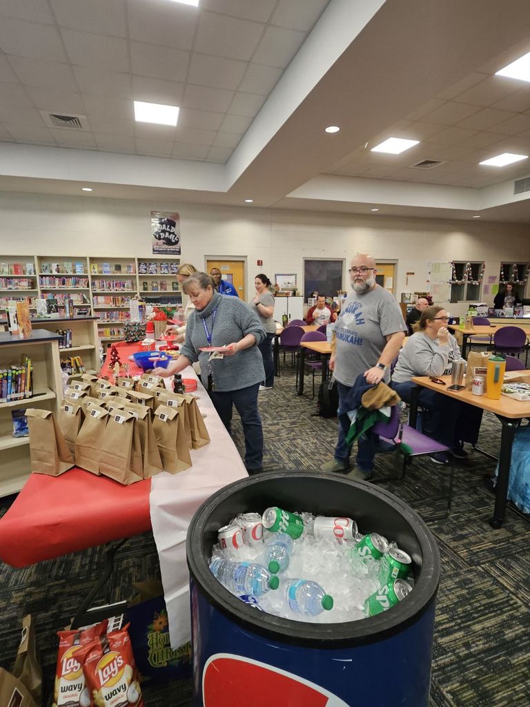 Sunshine Committee's white elephant party during our staff meeting.