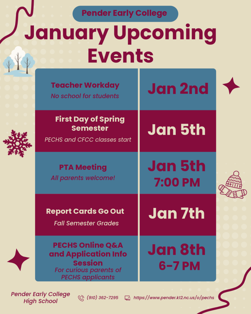 January events at PECHS