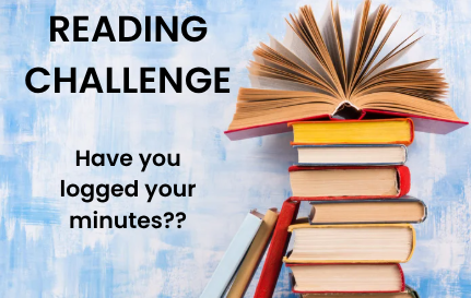 blue background with stack of books