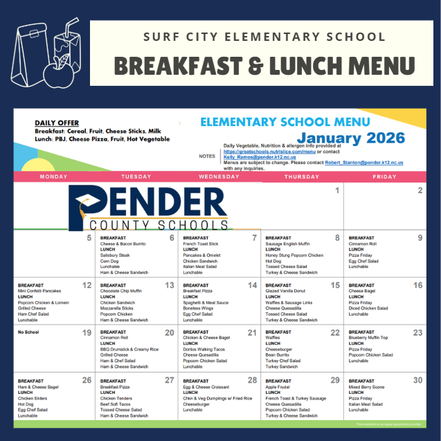 January breakfast & lunch menus