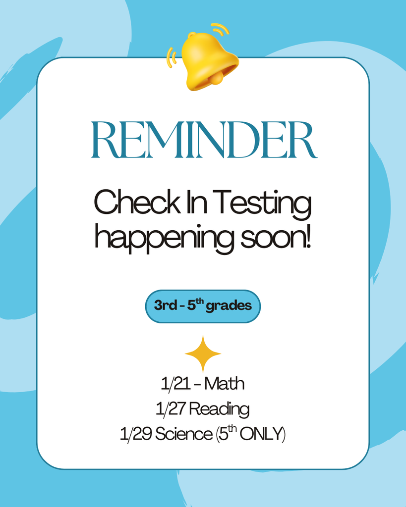 blue background with a bell and check in Testing info