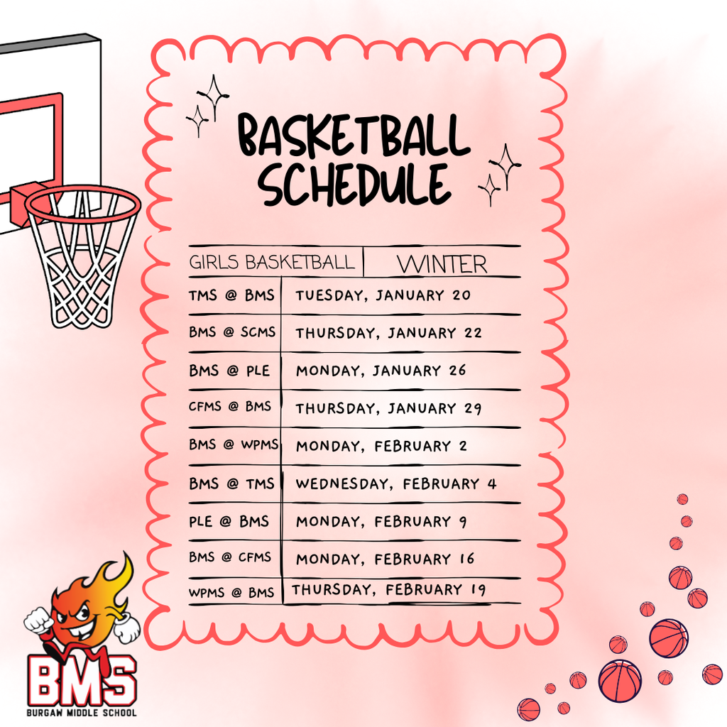basketball schedule flyer with updated dates and graphics