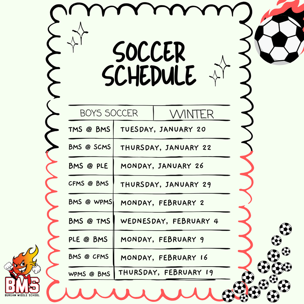 soccer schedule with dates and graphics