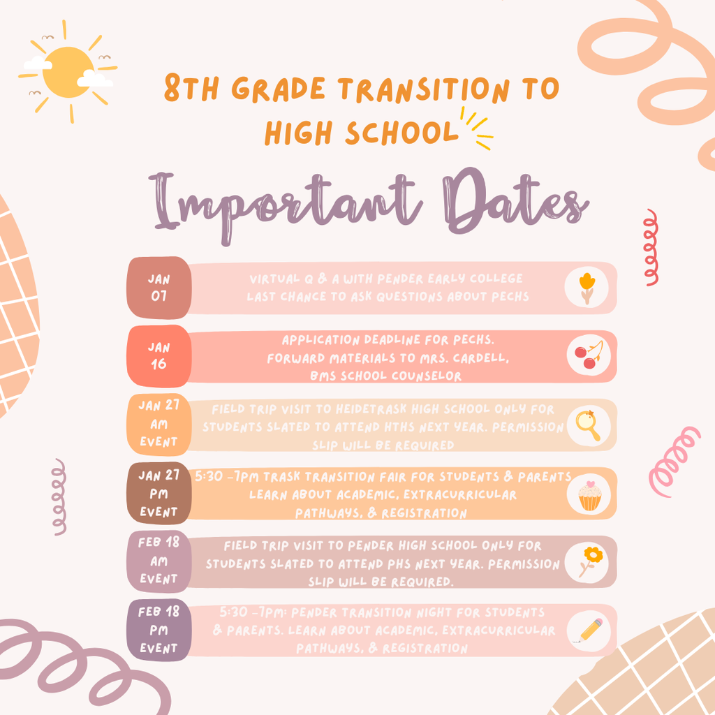 8th grade transition to high school flyer