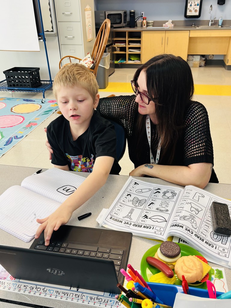 Instructional assistant working with a student