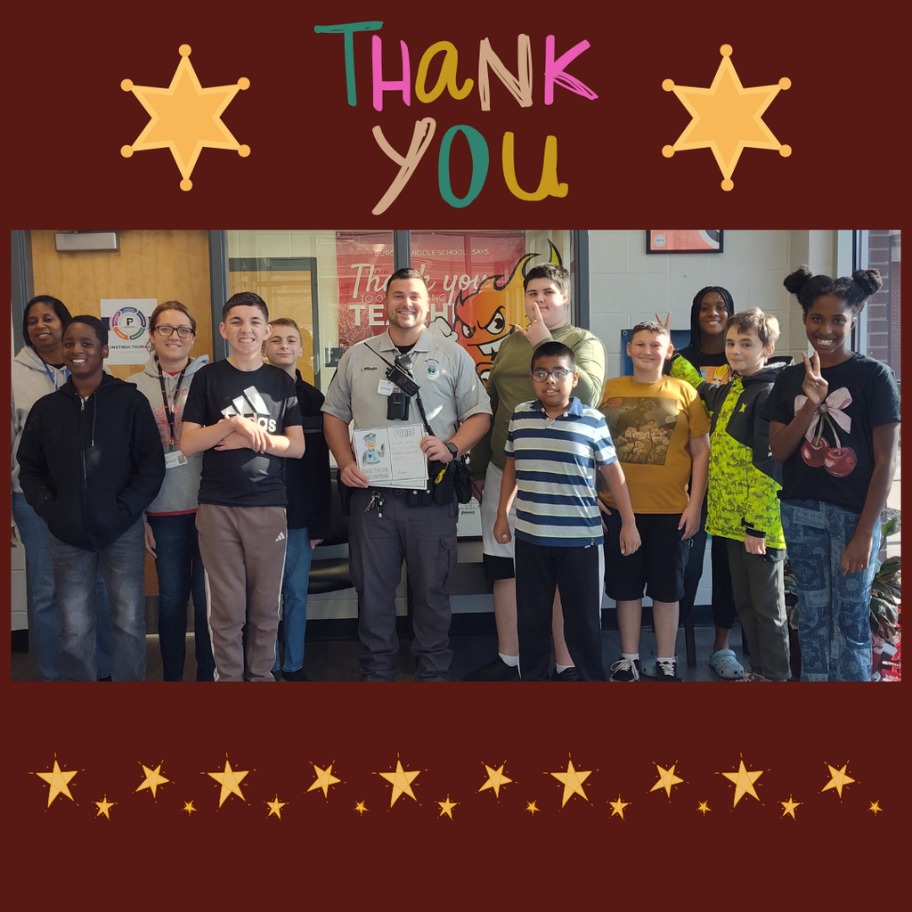 students with officer and teachers