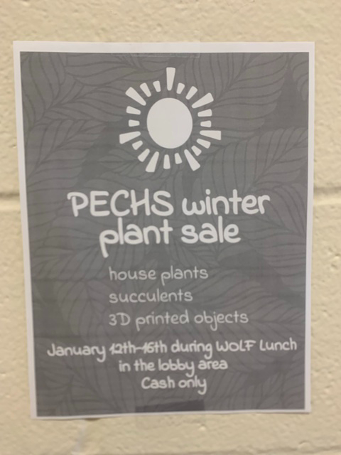 A paper saying the sale has house plants, succulents, 3D printed objects