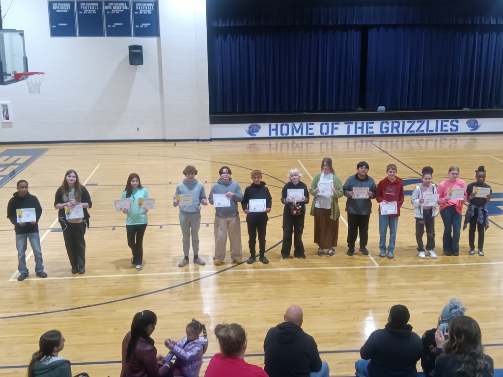 Today at Cape Fear Middle School, we recognized our exceptional 8th graders at our Q2 Awards Assembly!
