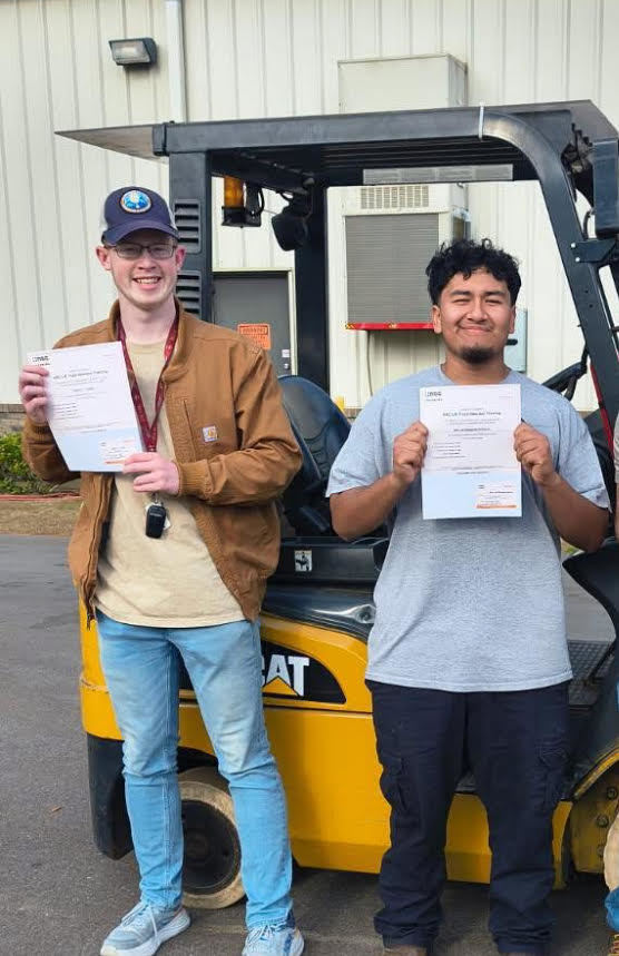 Both Nate Trimble and Jose Mongada Sanchez Jr earned their forklift certificates sponsored by Pender Education Partnership and Coastal Rotary! #PECHS
