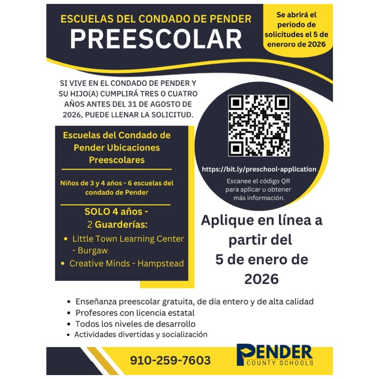 preschool application window open Spanish